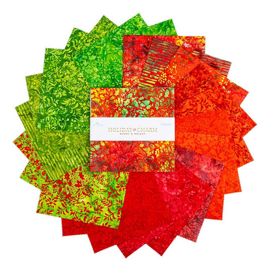 Merry & Bright Holiday Charm Batiks 5" Stack Charm Pack Pre-Cut Fabric by Riley Blake Designs
