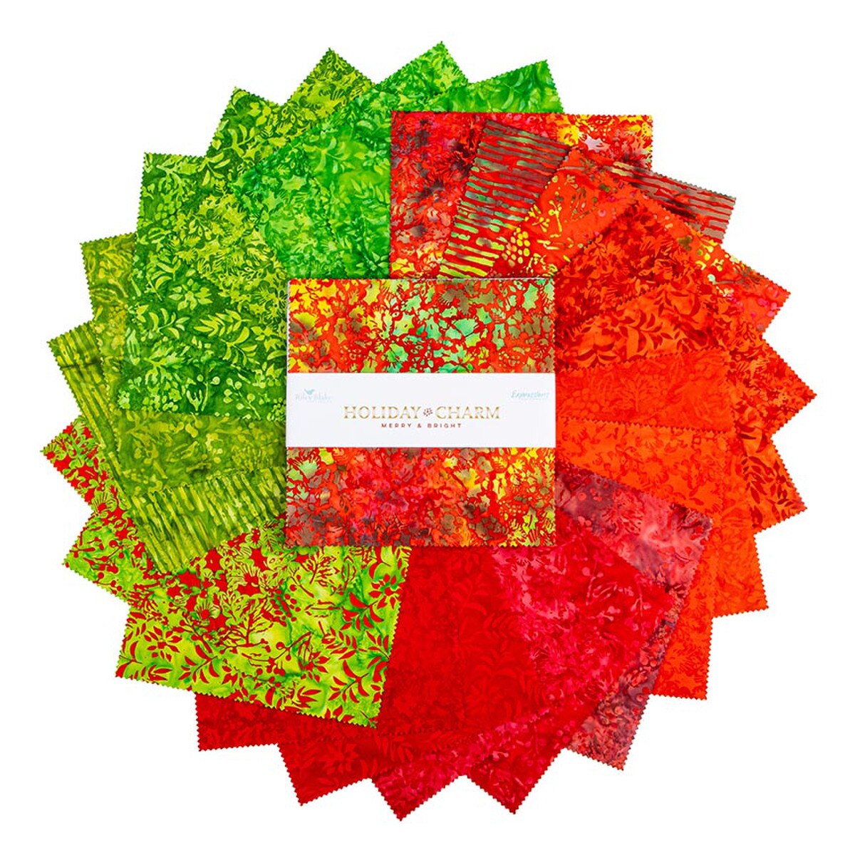 Merry & Bright Holiday Charm Batiks 5" Stack Charm Pack Pre-Cut Fabric by Riley Blake Designs