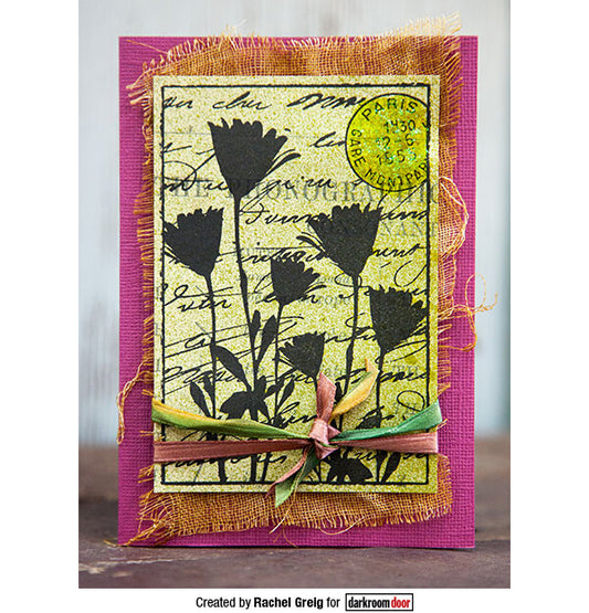 Pressed Flowers - Darkroom Door Collage Rubber Stamp