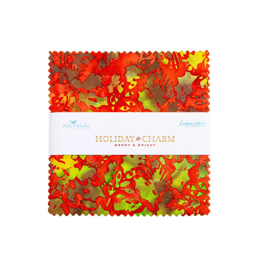 Merry & Bright Holiday Charm Batiks 5" Stack Charm Pack Pre-Cut Fabric by Riley Blake Designs