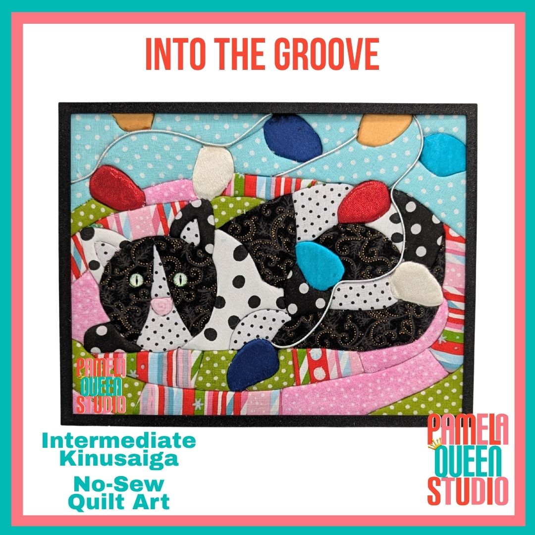 Cat with Christmas Lights Into the Groove Kinusaiga 9x7 Rectangle