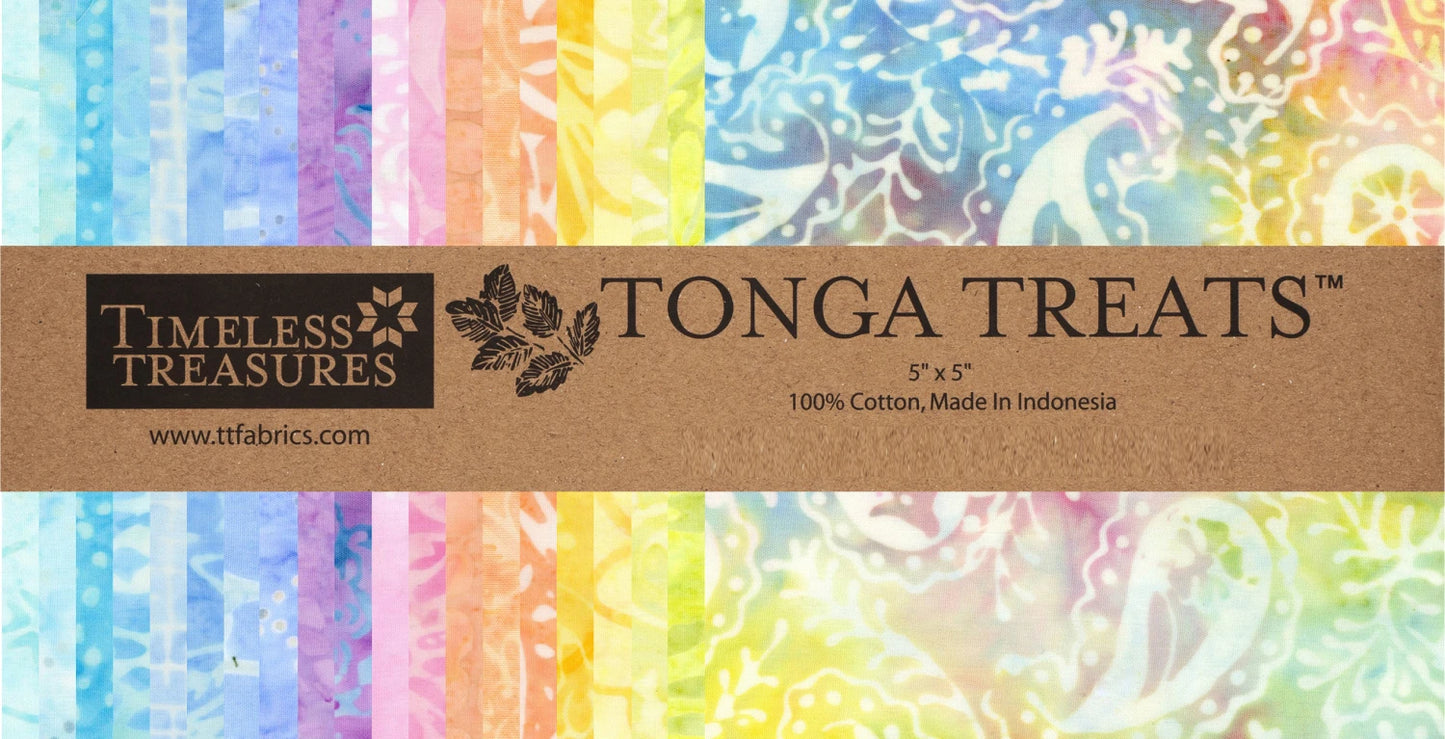 Pastel Tonga Treats 5" Stack Charm Pack Pre-Cut Fabric by Timeless Treasures