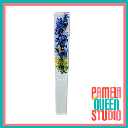 Bluebonnets Wildflowers Art Plant Stake Handmade Fused Glass