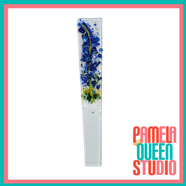 Bluebonnets Wildflowers Art Plant Stake Handmade Fused Glass 4