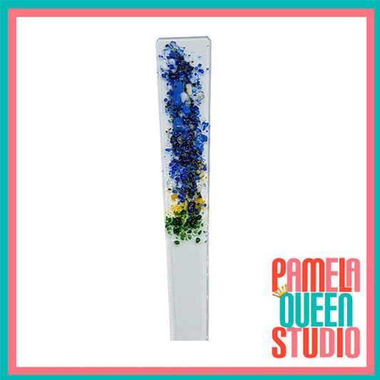 Bluebonnets Wildflowers Art Plant Stake Handmade Fused Glass 2