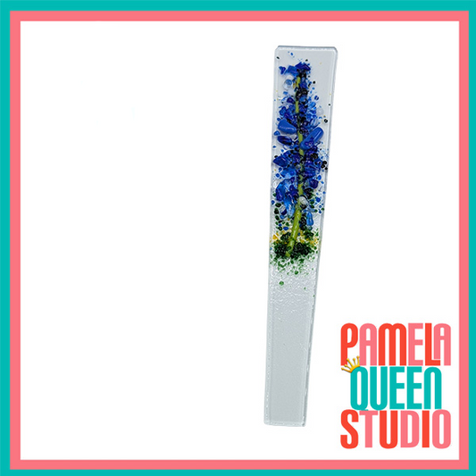 Bluebonnets Wildflowers Art Plant Stake Handmade Fused Glass 5