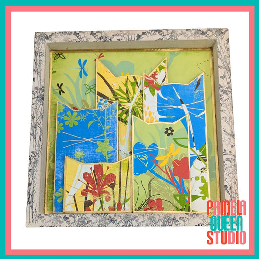 SOLD Dimensional Cat Shadowbox Shelf Sitter or Hanger Large